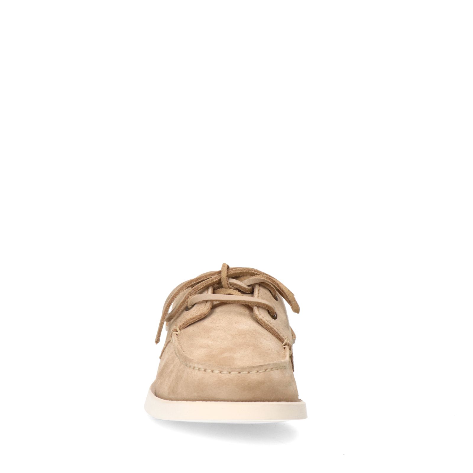 Beigefarbene Veloursleder-Boat shoes