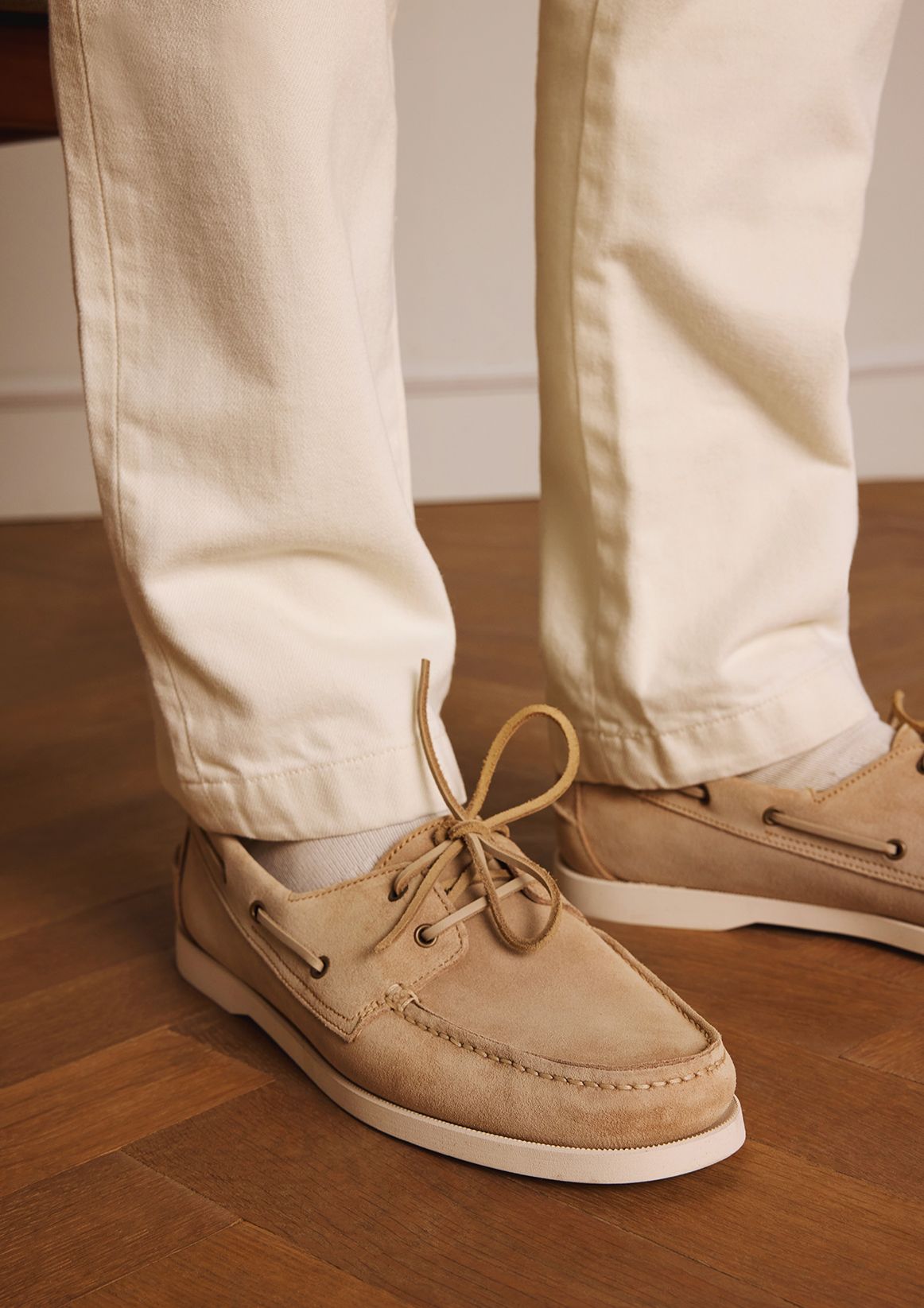 Beige suède bootschoenen