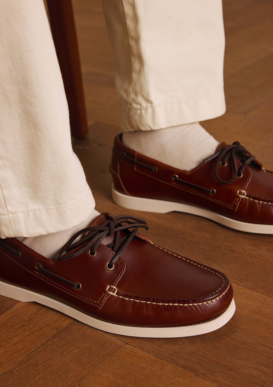 Cognac leren bootschoenen