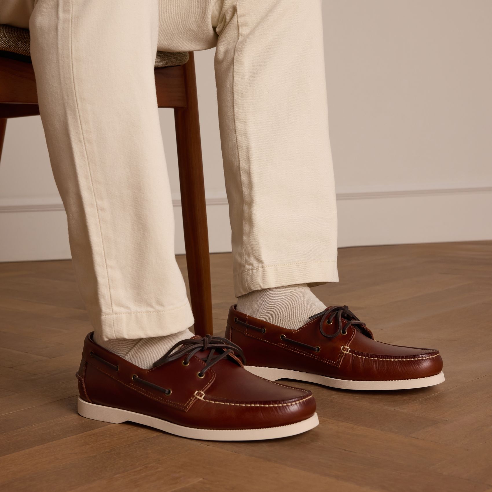 Cognac leren bootschoenen