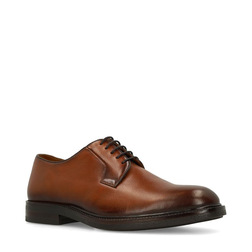 Cognacfarbene Lederschnürschuhe