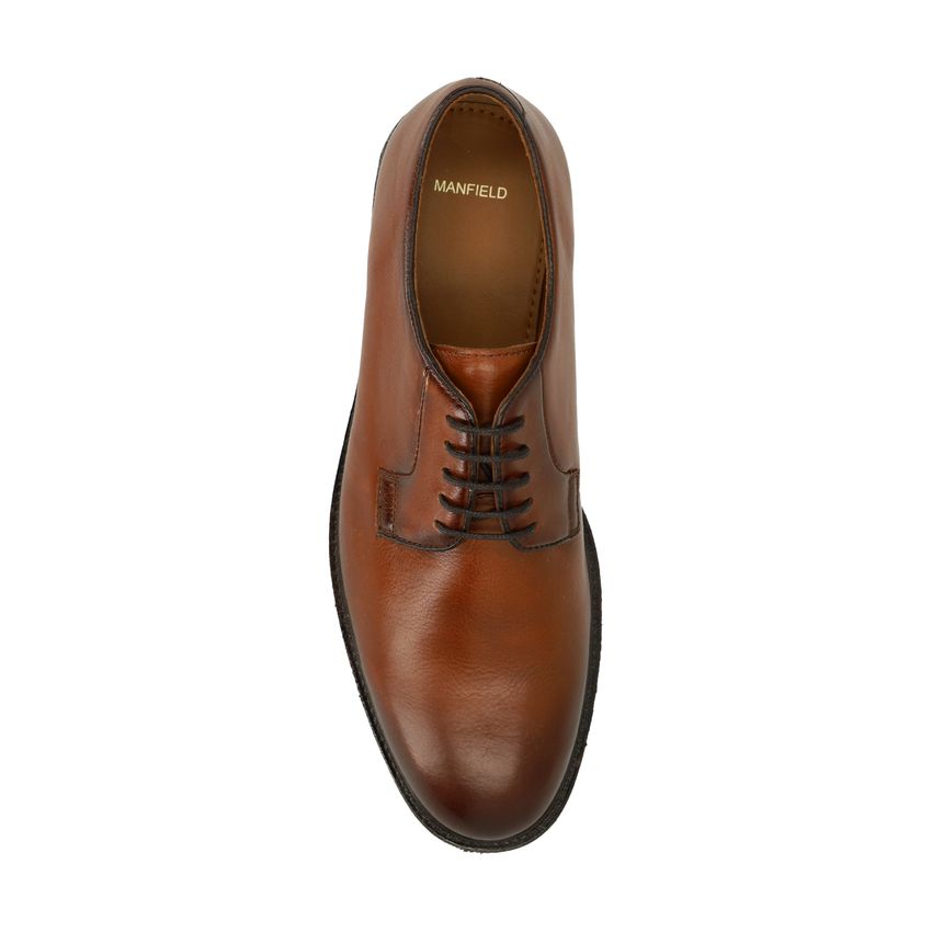 Cognacfarbene Lederschnürschuhe