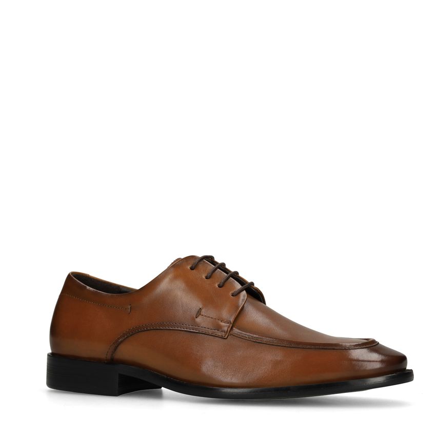 Cognac leren veterschoenen
