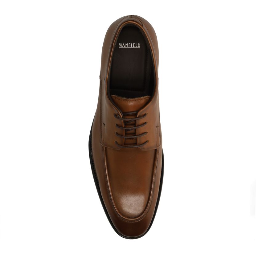 Cognac leren veterschoenen