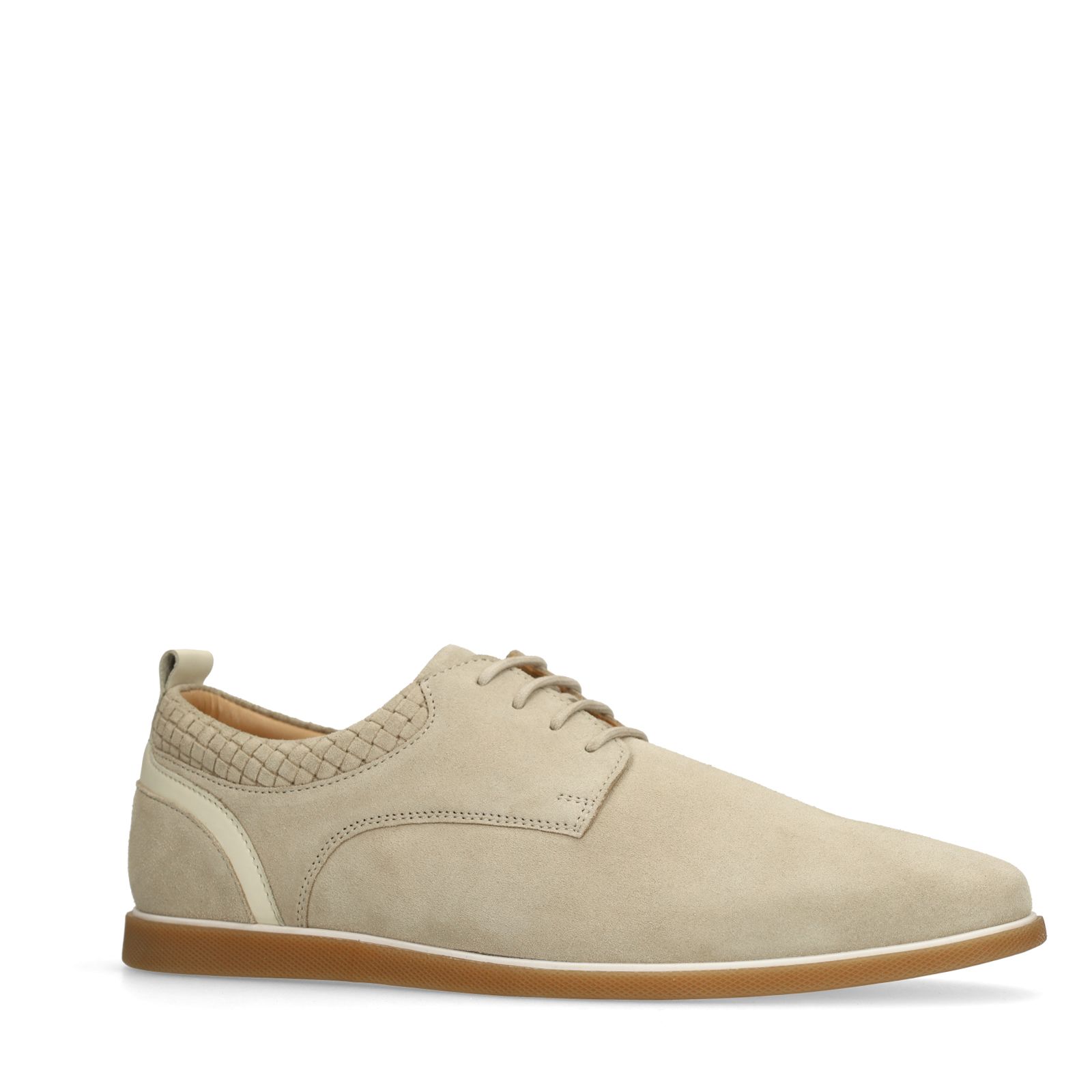 Beigefarbene Veloursleder-Schnürschuhe