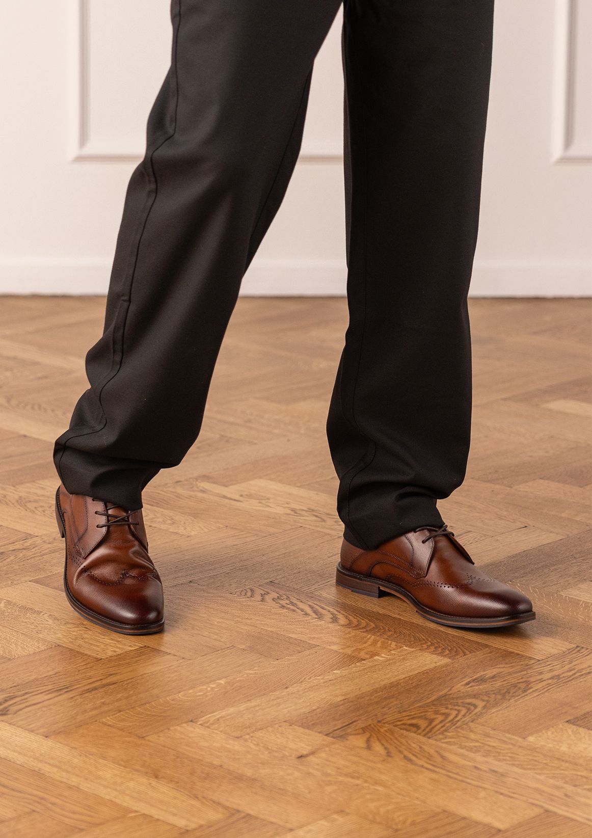 Cognac leren veterschoenen