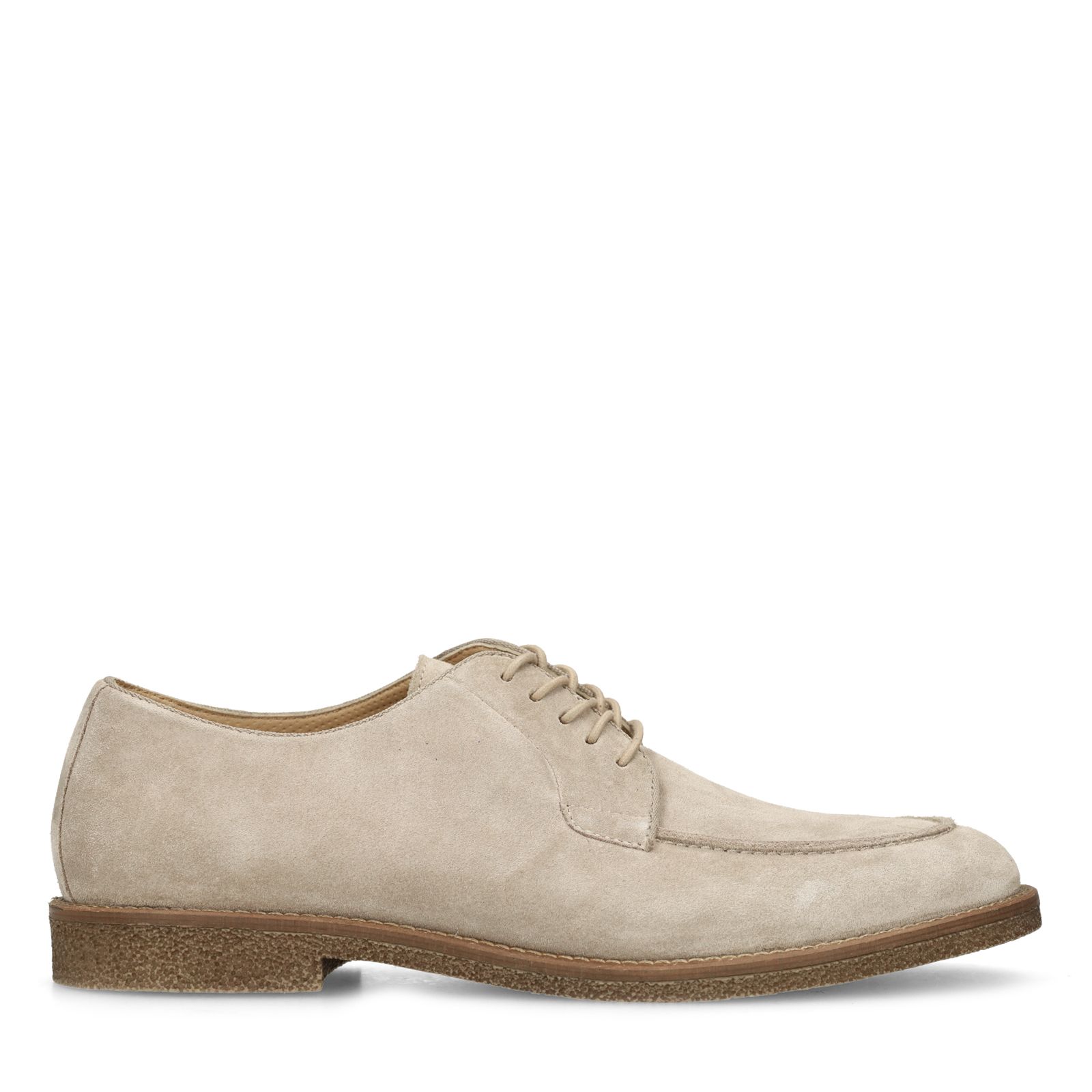 Beigefarbene Veloursleder-Schnürschuhe