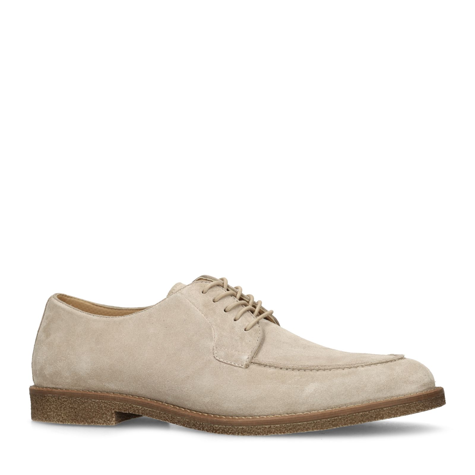Beigefarbene Veloursleder-Schnürschuhe