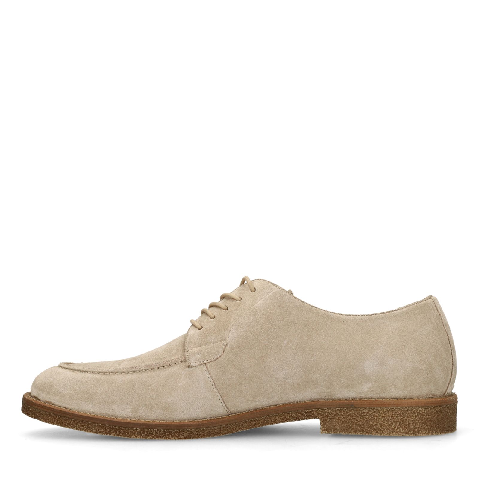 Beigefarbene Veloursleder-Schnürschuhe