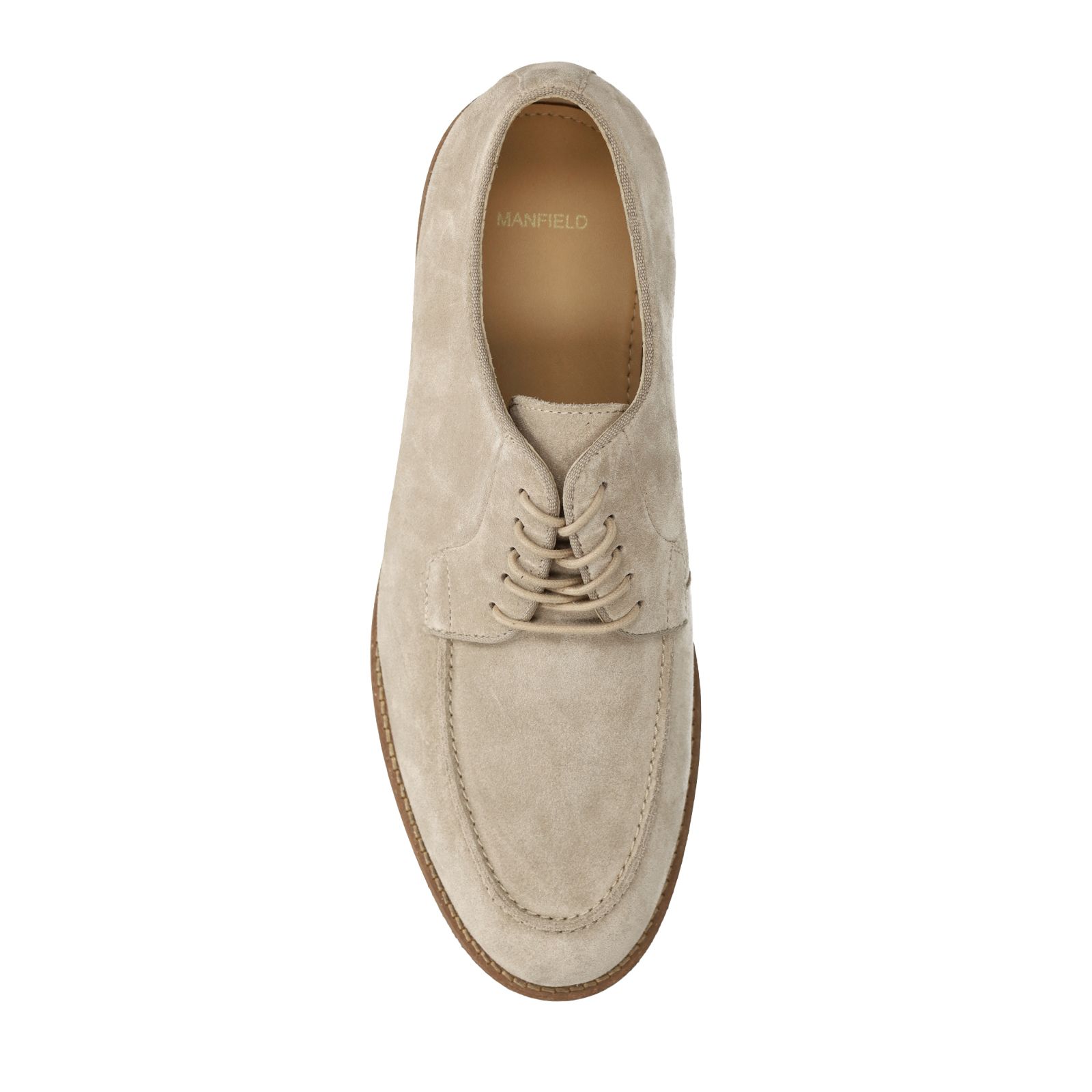 Beigefarbene Veloursleder-Schnürschuhe