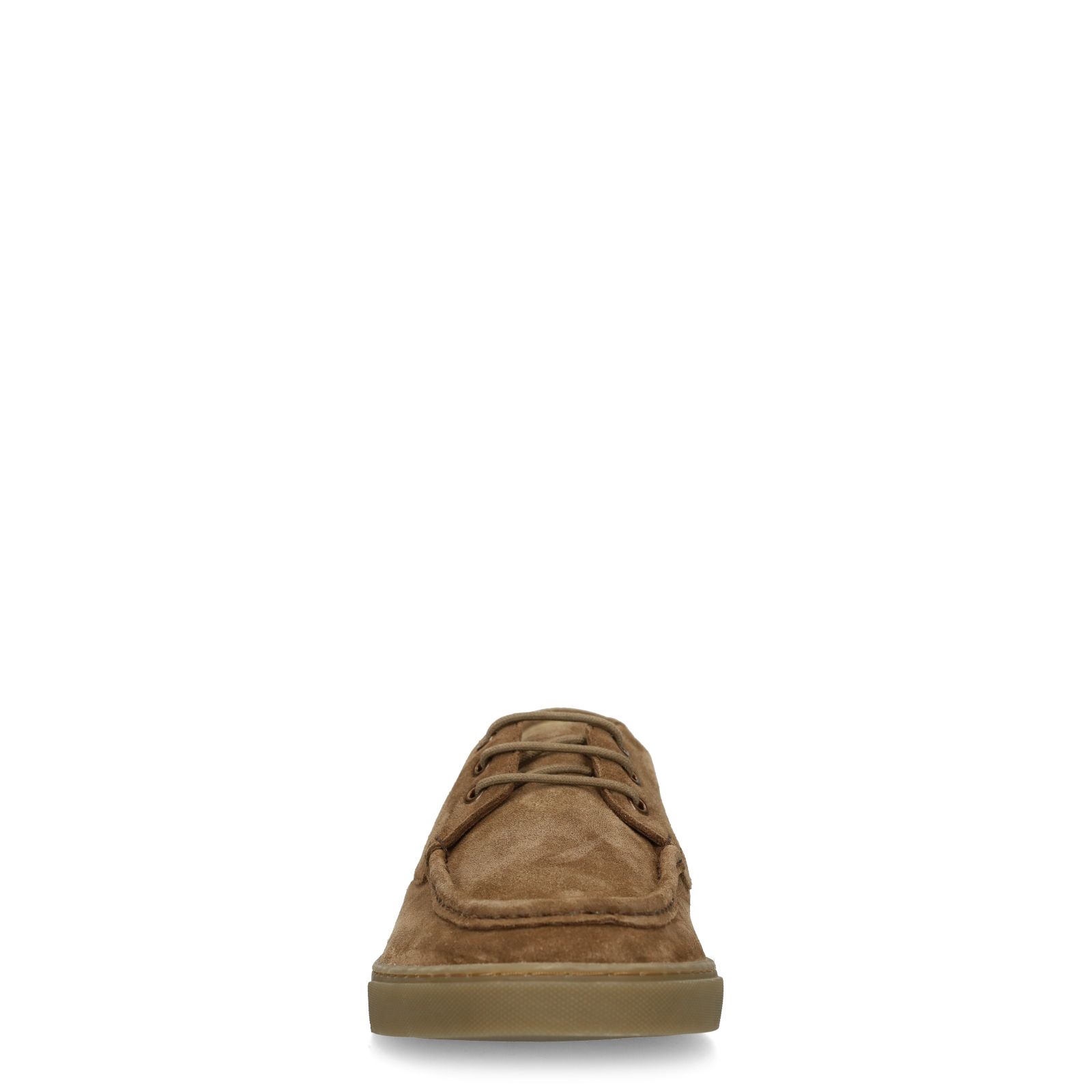 Beigefarbene Bootsschuhe aus Veloursleder