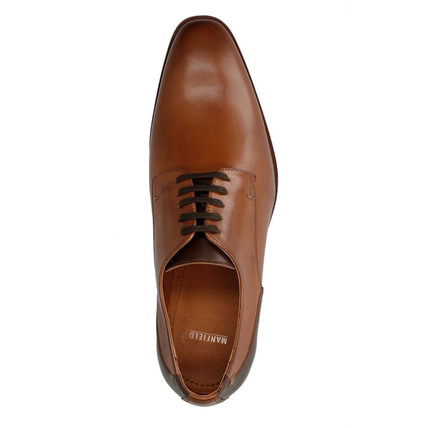 Cognac leren veterschoenen