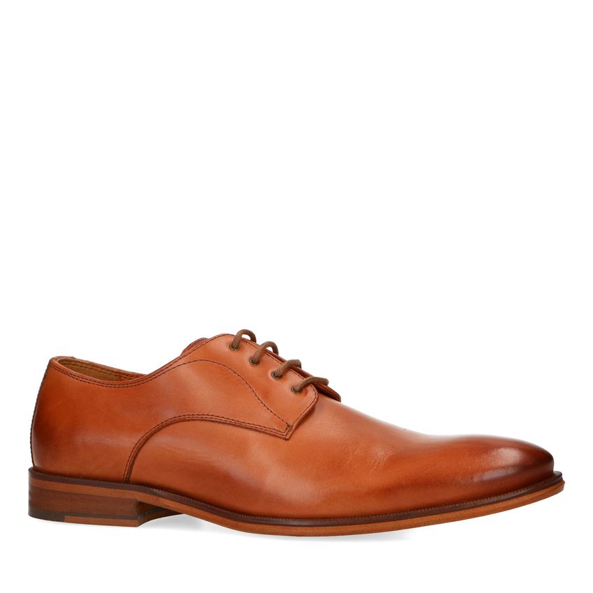 Cognac leren veterschoenen