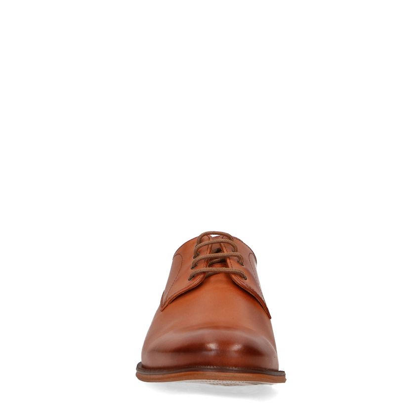 Cognac leren veterschoenen