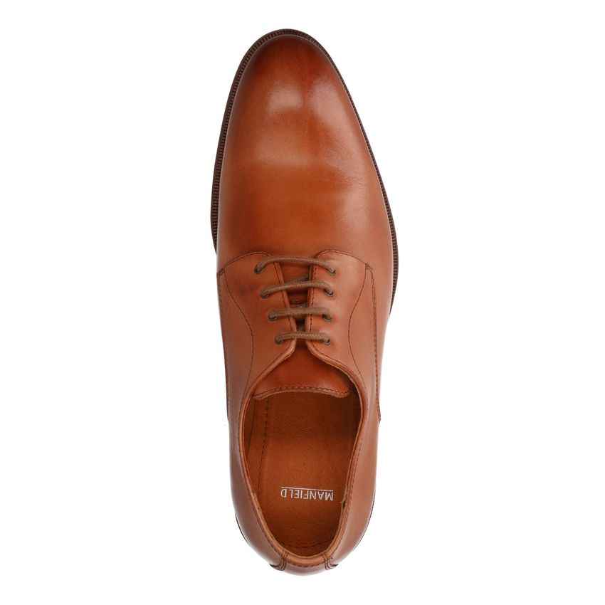 Cognac leren veterschoenen