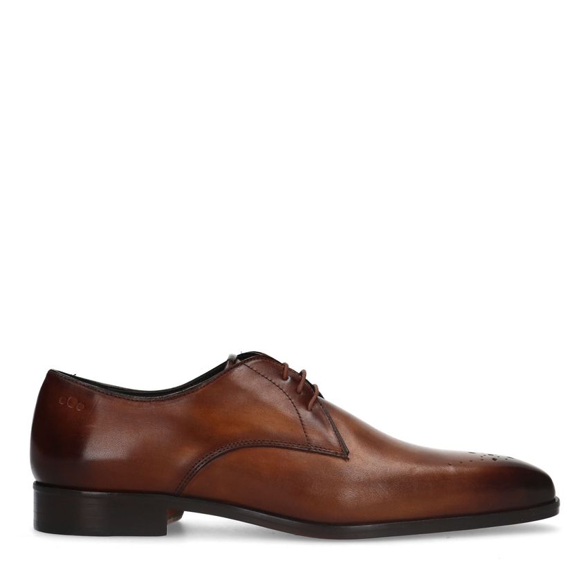 Cognac leren veterschoenen