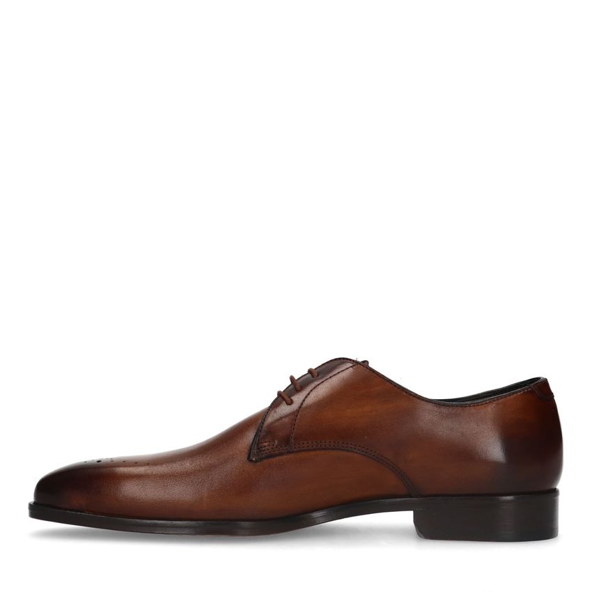 Cognac leren veterschoenen