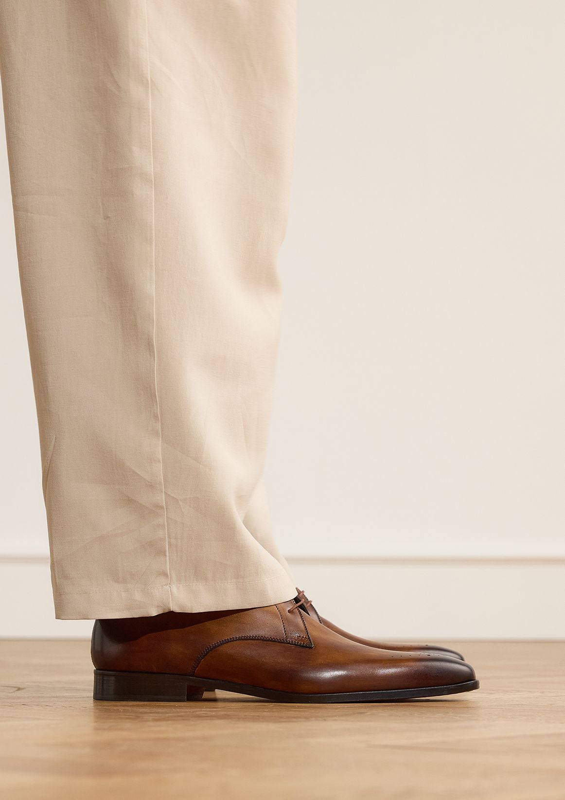 Cognac leren veterschoenen