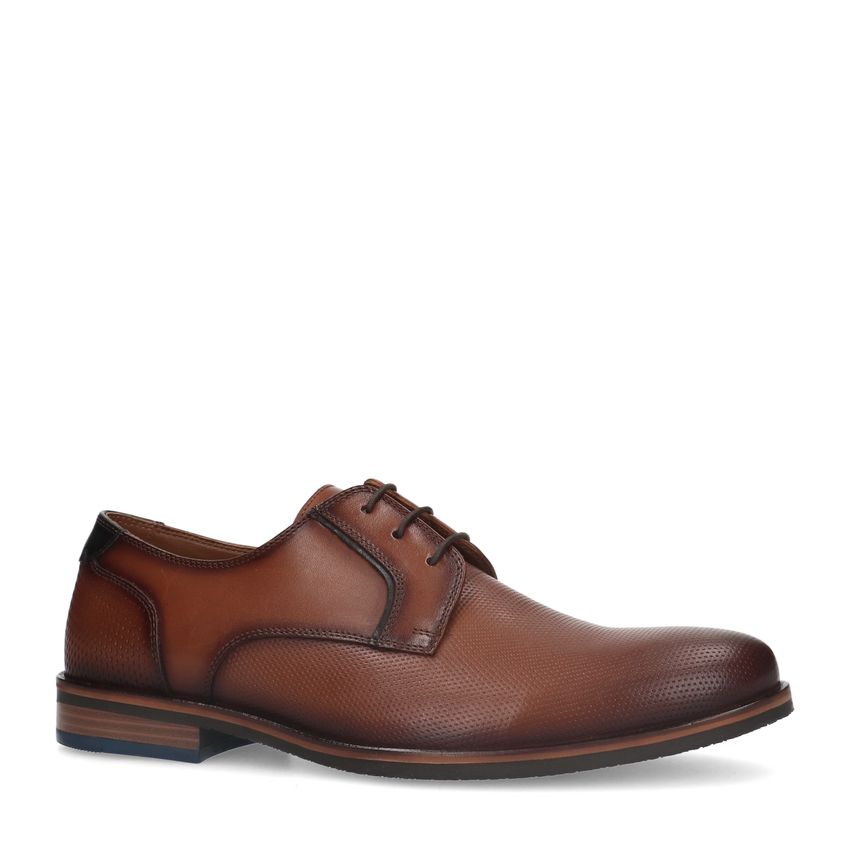 Cognac leren veterschoenen