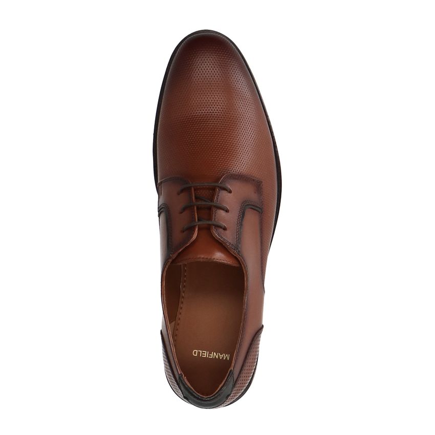 Cognac leren veterschoenen