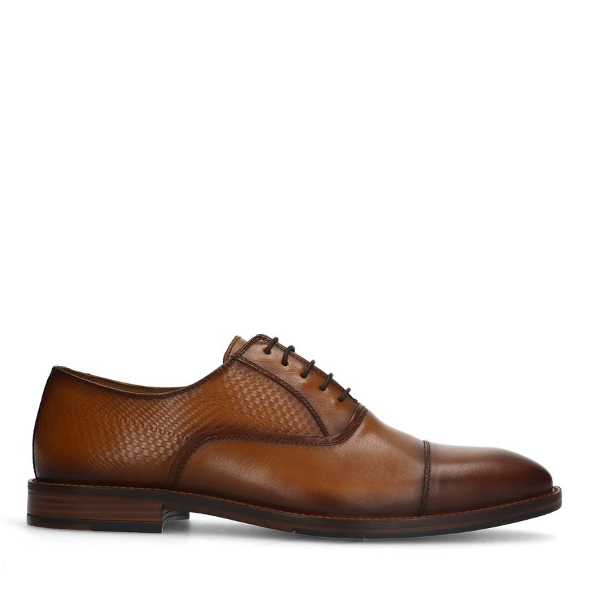 Cognac leren veterschoenen