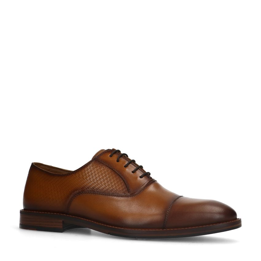 Cognac leren veterschoenen