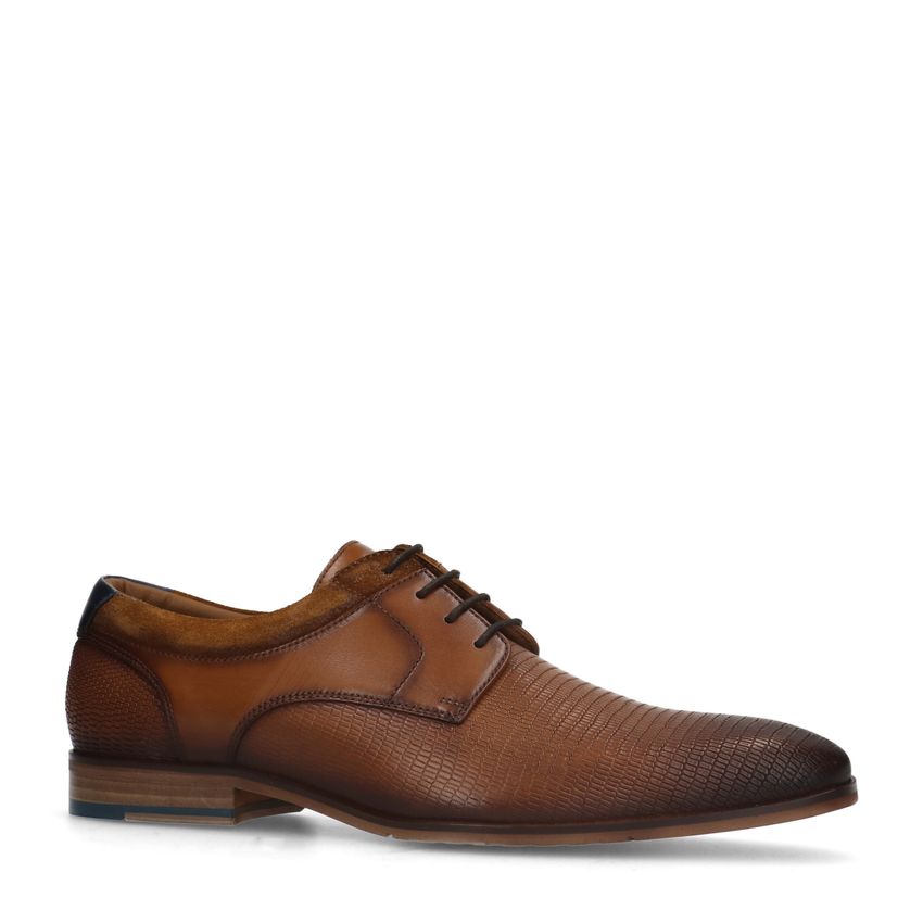 Cognac leren veterschoenen
