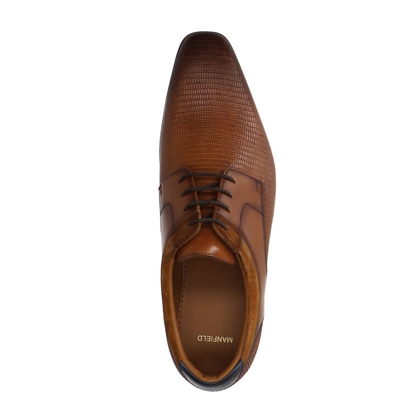 Cognac leren veterschoen 