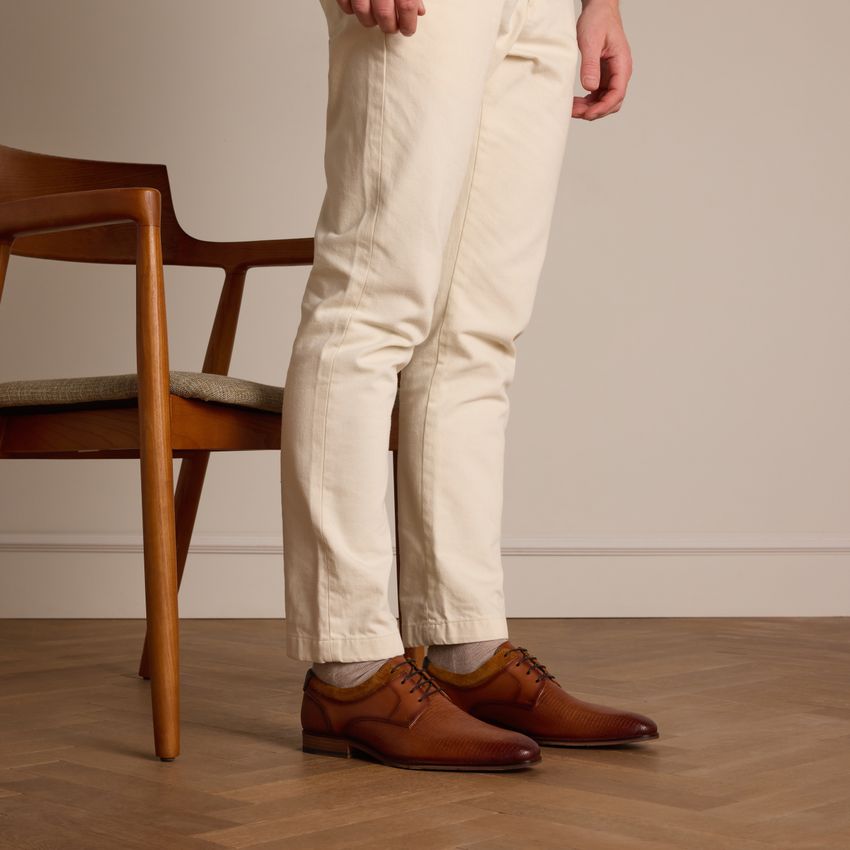 Cognac leren veterschoenen