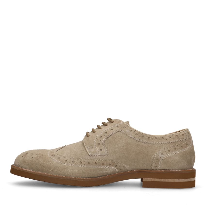 Beige suède veterschoenen