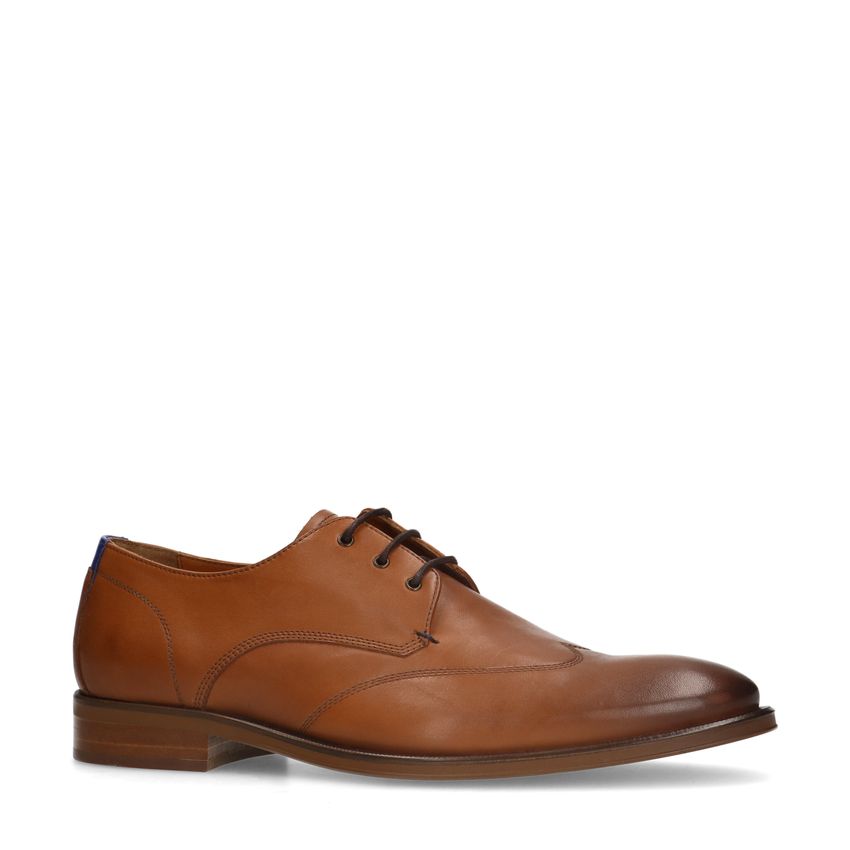 Cognac leren veterschoenen