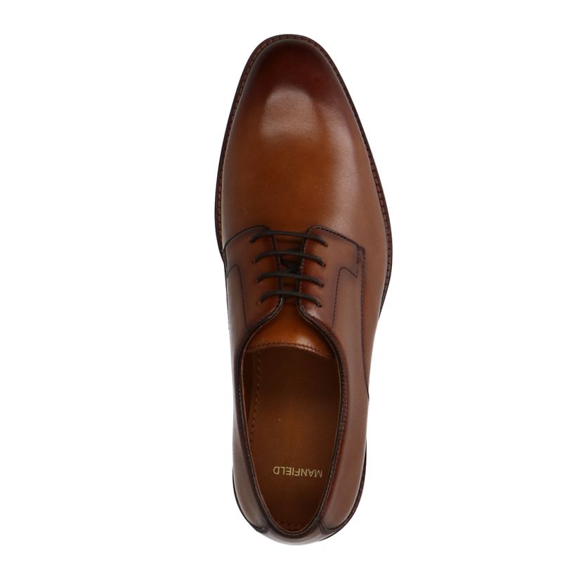 Cognac leren veterschoenen