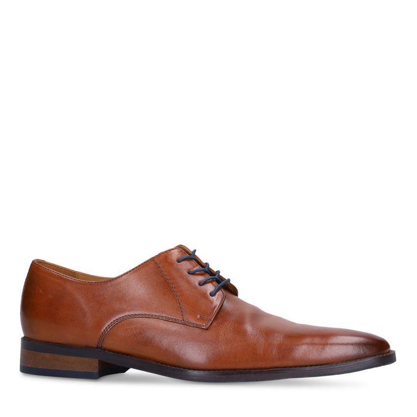 Cognac leren veterschoenen