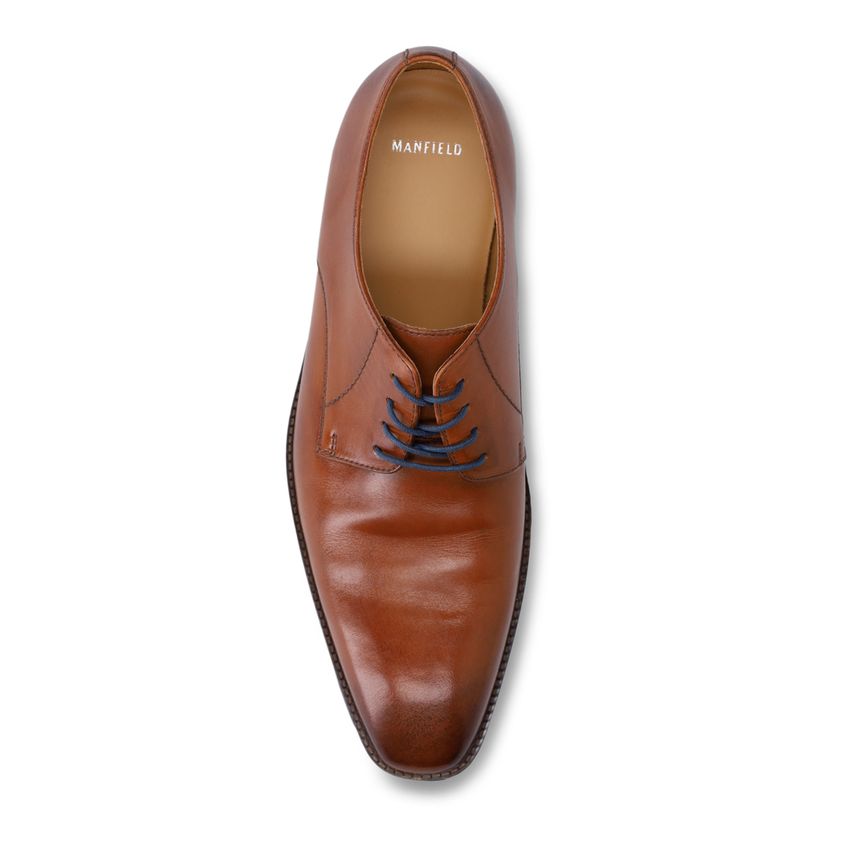 Cognac leren veterschoenen