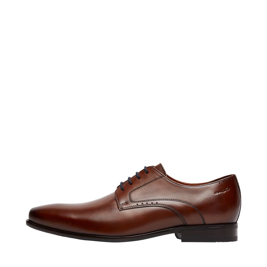 Cognac leren veterschoenen