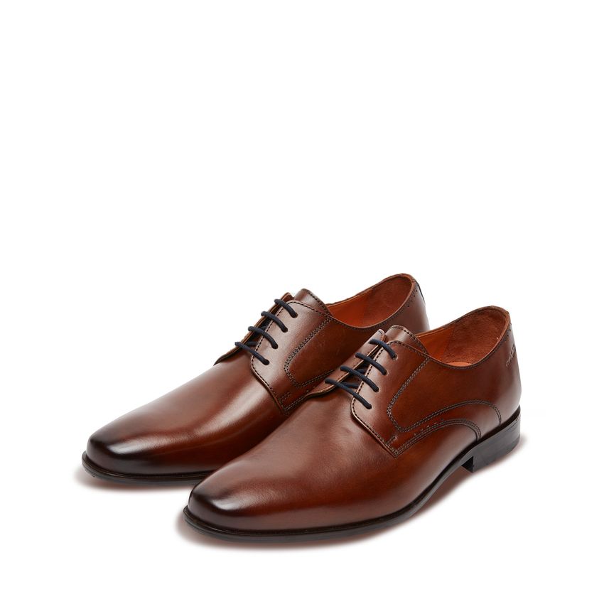 Cognac leren veterschoenen