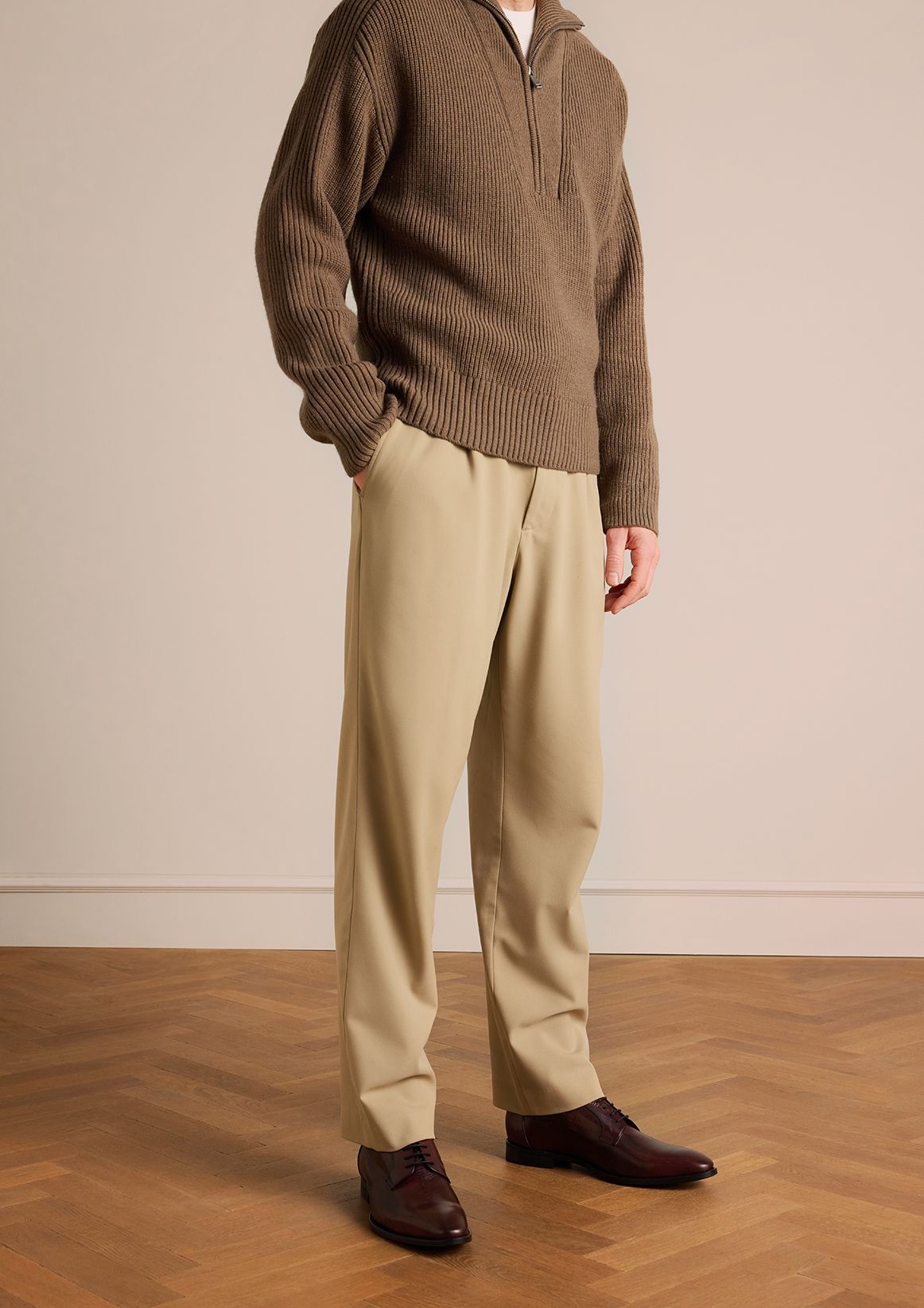 Cognac rhodes leren veterschoenen