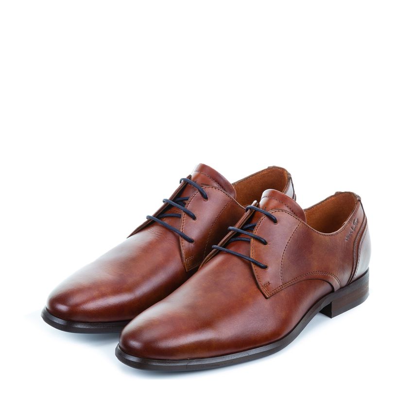 Cognac leren veterschoenen