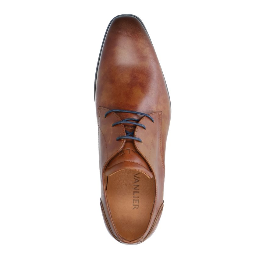 Cognac leren veterschoenen