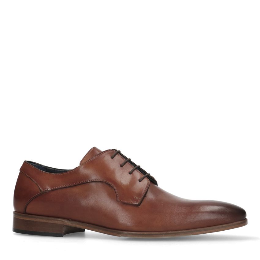 Cognac leren veterschoenen