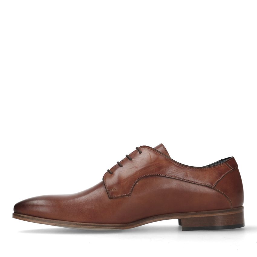 Cognac leren veterschoenen