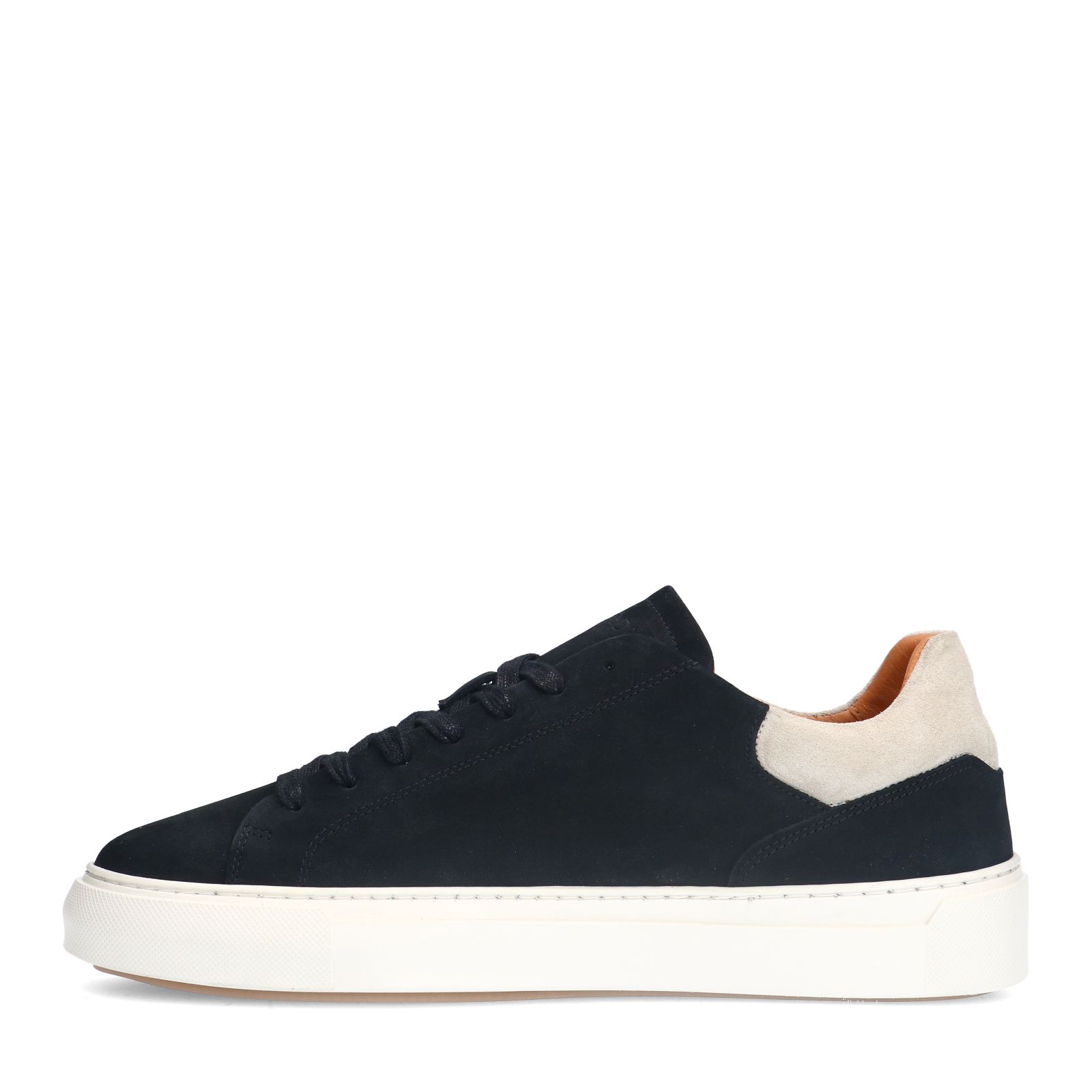 Schwarze Nubuk-Sneaker mit grauen Details