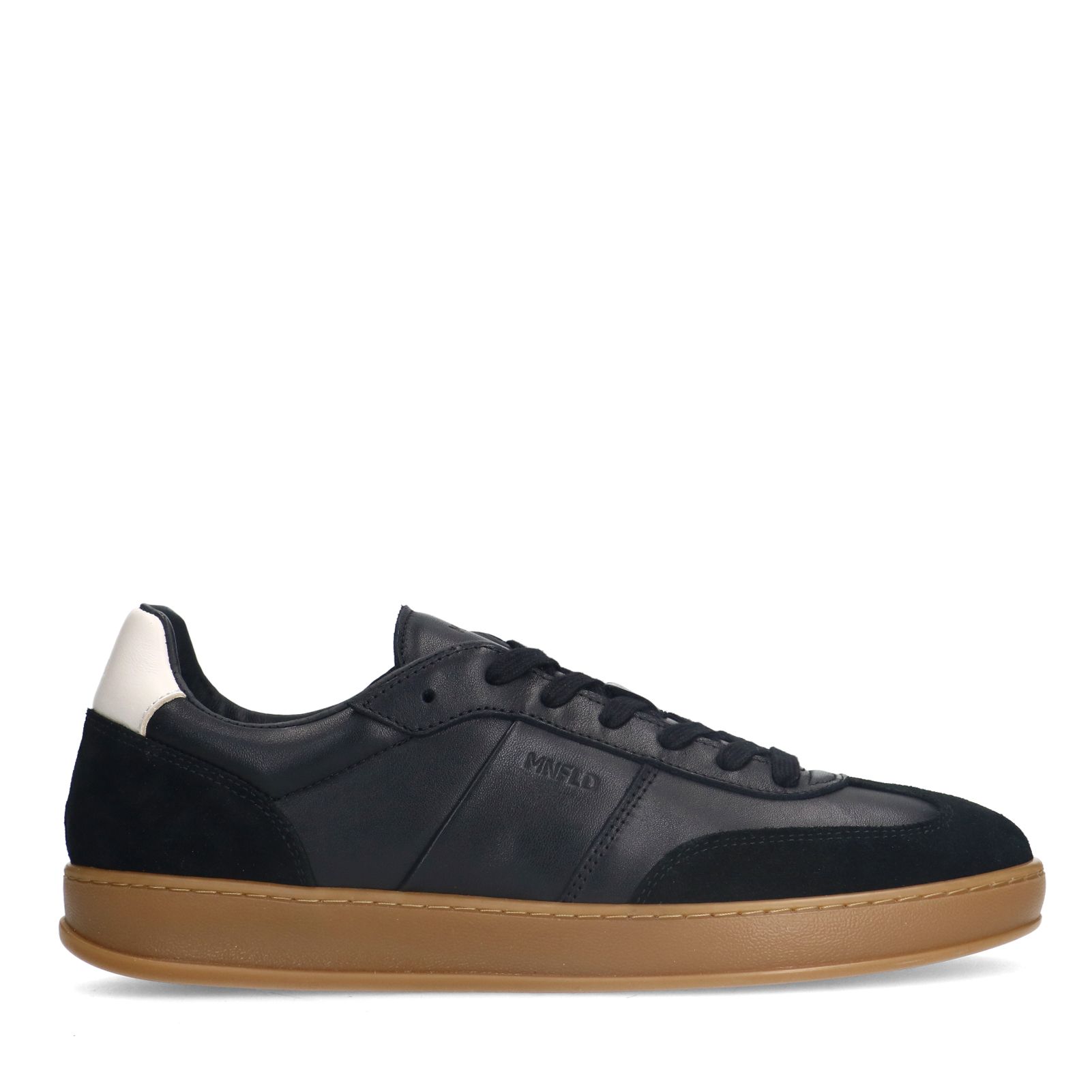 Zwarte leren sneakers met suède details