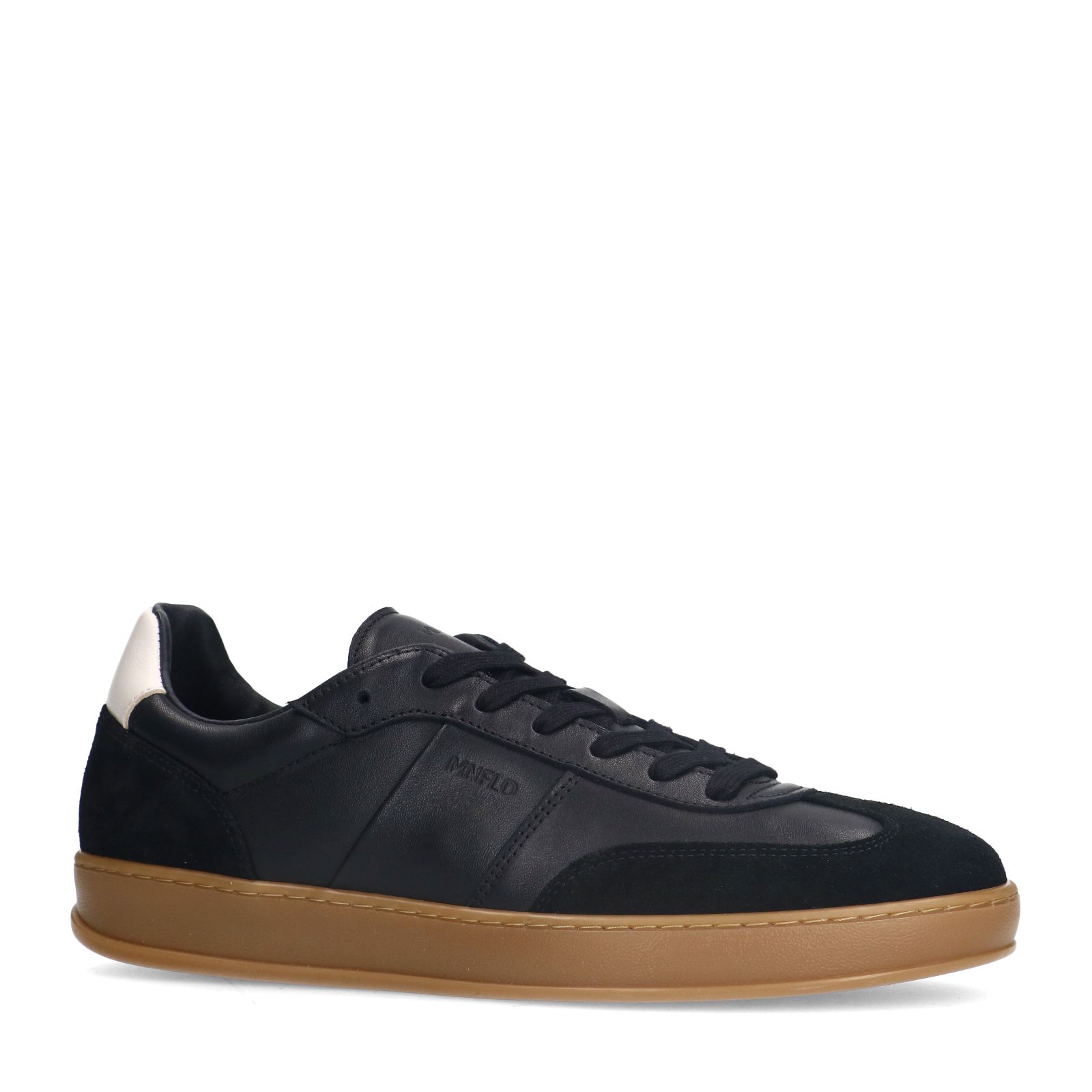 Zwarte leren sneakers met suède details