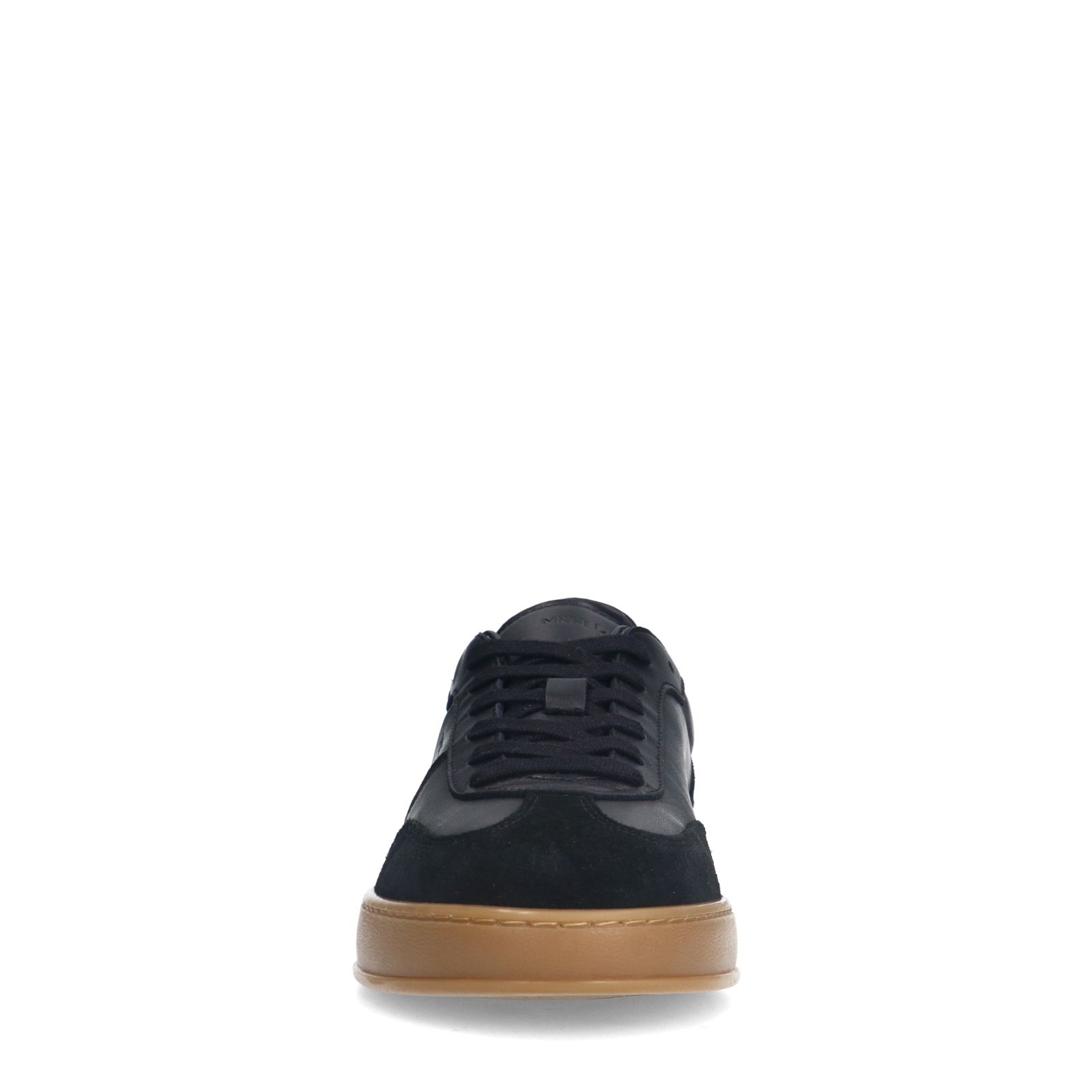 Zwarte leren sneakers met suède details