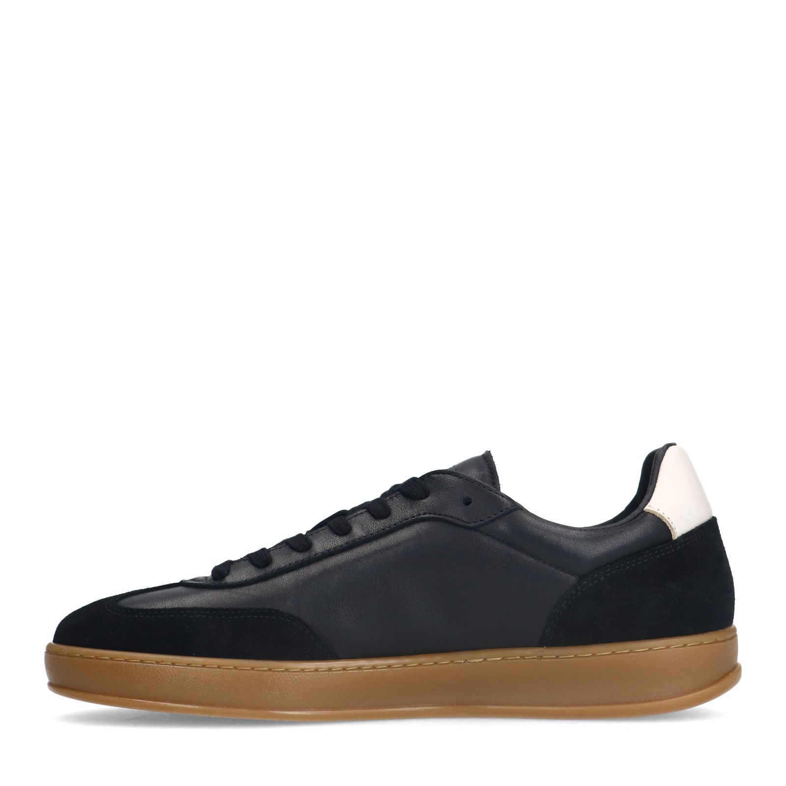 Zwarte leren sneakers met suède details