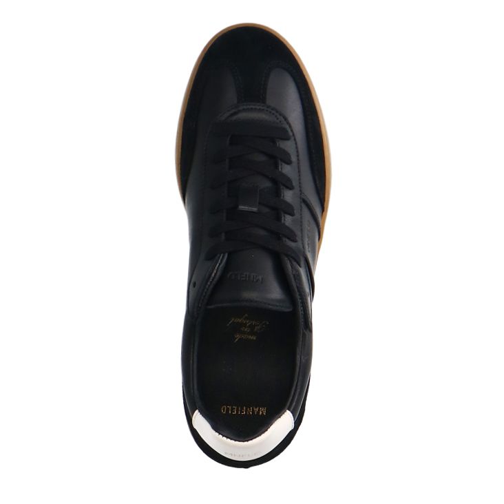 Zwarte leren sneakers met suède details