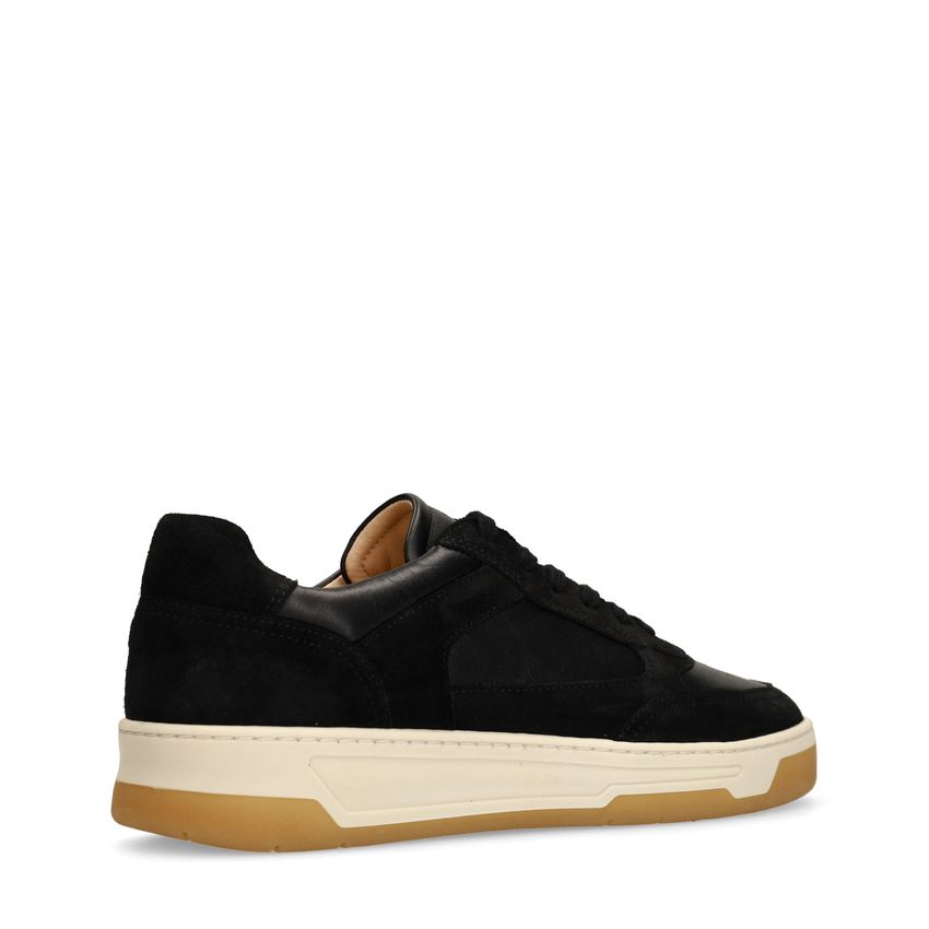 Zwarte leren sneakers met suède details