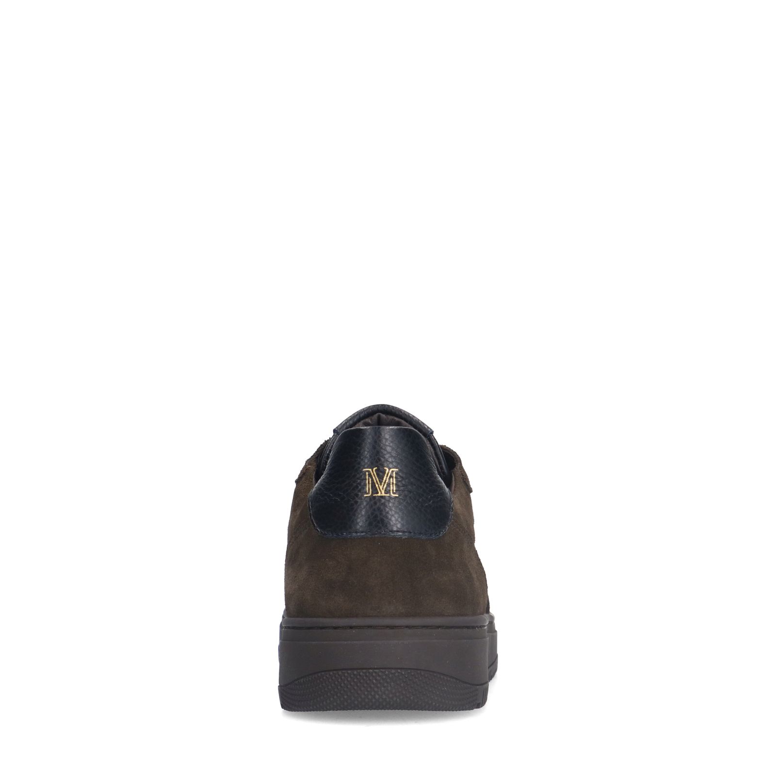 Donkerbruine leren sneakers met suède details