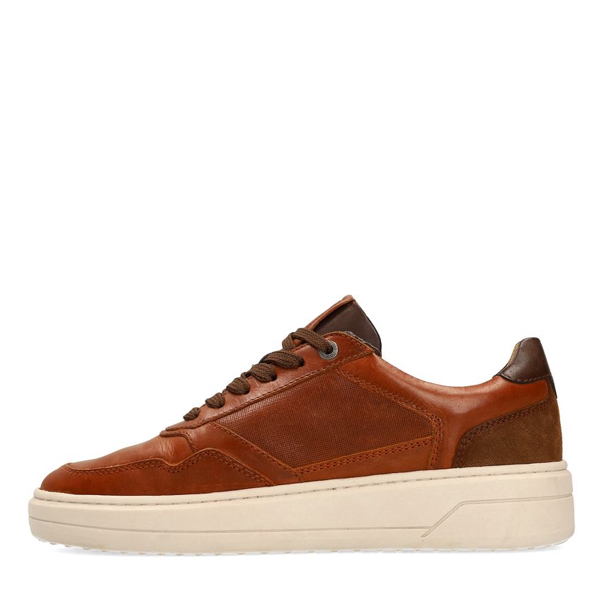 Cognac leren sneakers